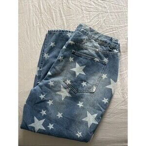 Womens Jeans Trendy Star Pattern Distressed Rips Unique USA Size XL